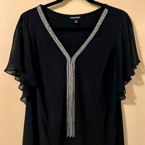 Roz and Ali Black Dress with Rhinestone Detail Size M
